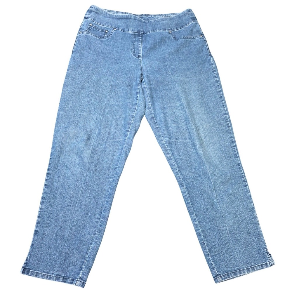 Ruby Rd Favorites Pull On Jeans Women's Size 8 Medium Wash Blue Straight Leg